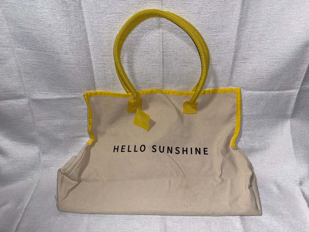 Ulta Beauty Hello Sunshine Canvas Beach Tote Bag with Yellow Trim - Picture 1 of 3